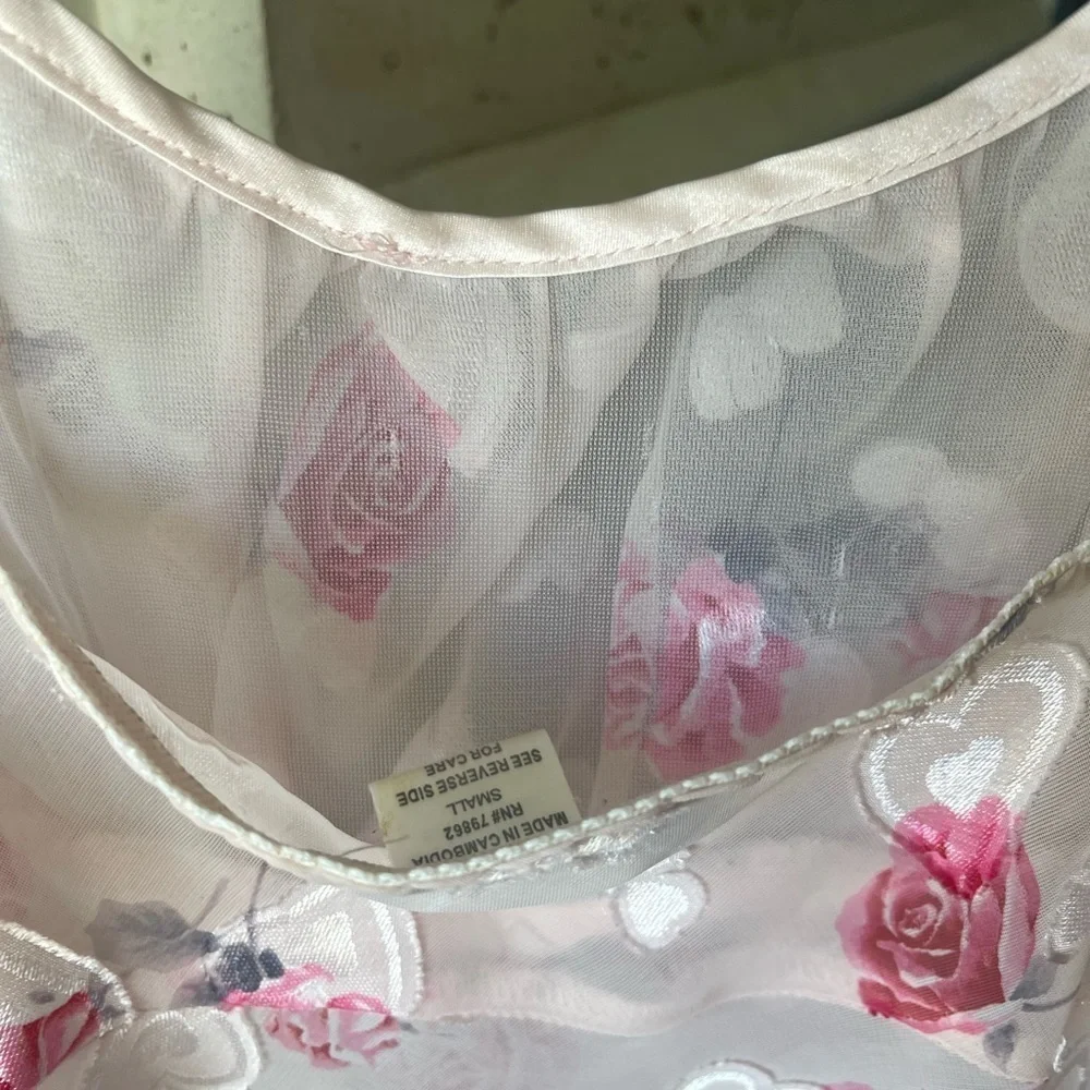 Vintage Heart Pink‎ Dress Slip Lingerie Valentines Day Romantic Coquet